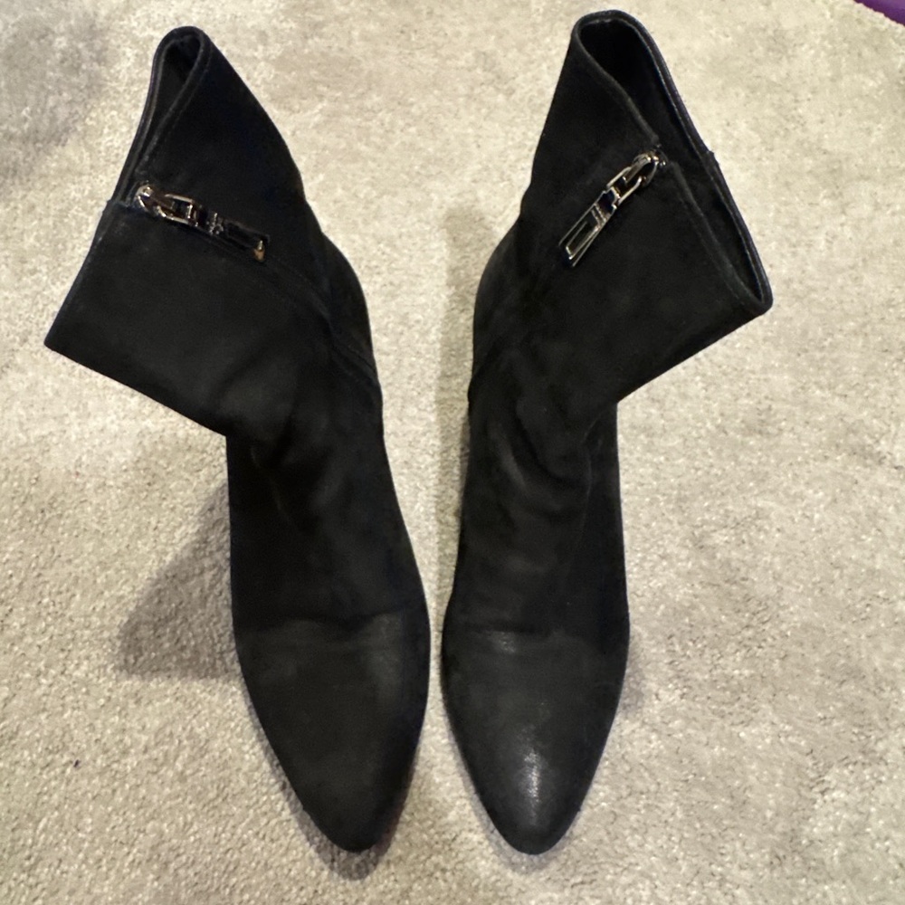 Prada black suede booties